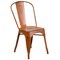 Merrick Lane Banks Indoor/Outdoor Stacking Metal Dining Chair with Single Slat Back and Distressed Powder Coated Finish
